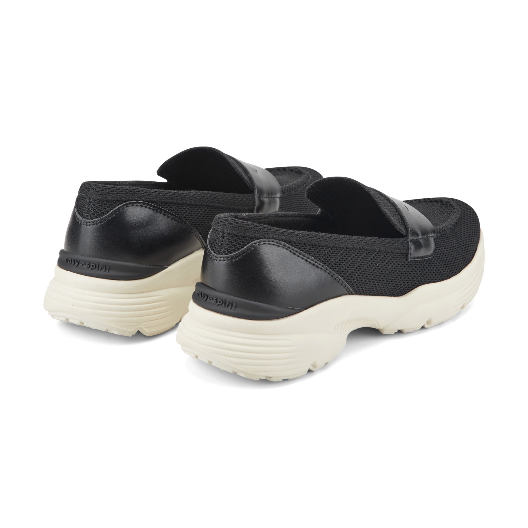 Easy Spirit Morgen Sneaker Loafers - Black Knit/Black