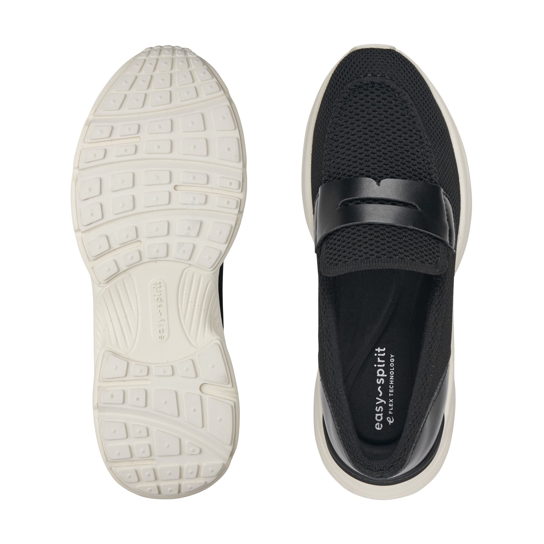 Easy Spirit Morgen Sneaker Loafers - Black Knit/Black