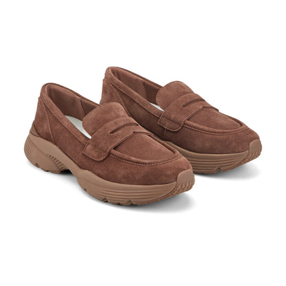 Easy Spirit Morgen Sneaker Loafers - Medium Brown Suede