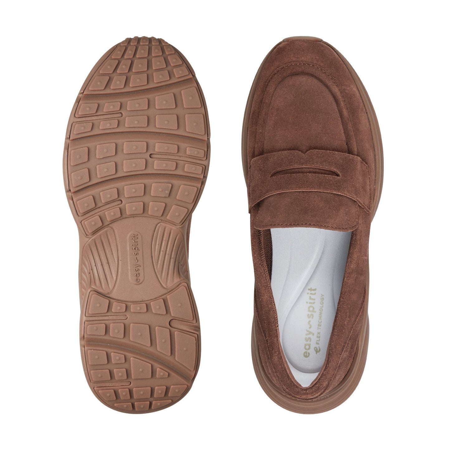 Easy Spirit Morgen Sneaker Loafers - Medium Brown Suede