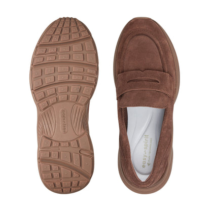Easy Spirit Morgen Sneaker Loafers - Medium Brown Suede