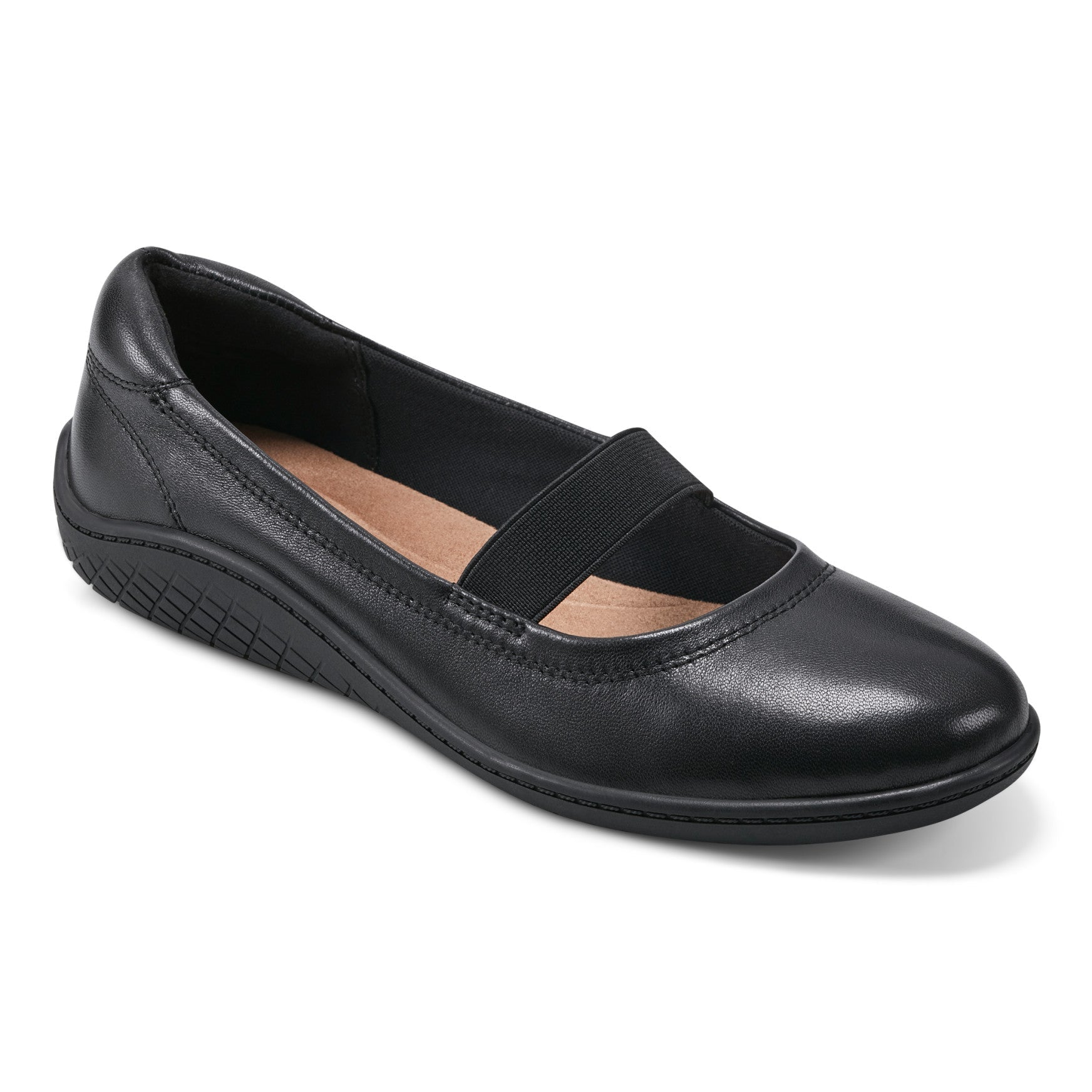 Easy Spirit Golden Mary Jane Casual Ballet Flats - Black Leather