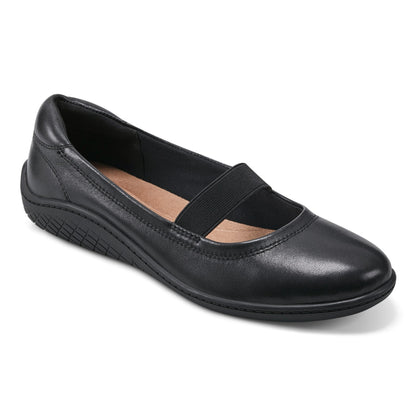 Easy Spirit Golden Mary Jane Casual Ballet Flats - Black Leather