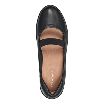 Easy Spirit Golden Mary Jane Casual Ballet Flats - Black Leather