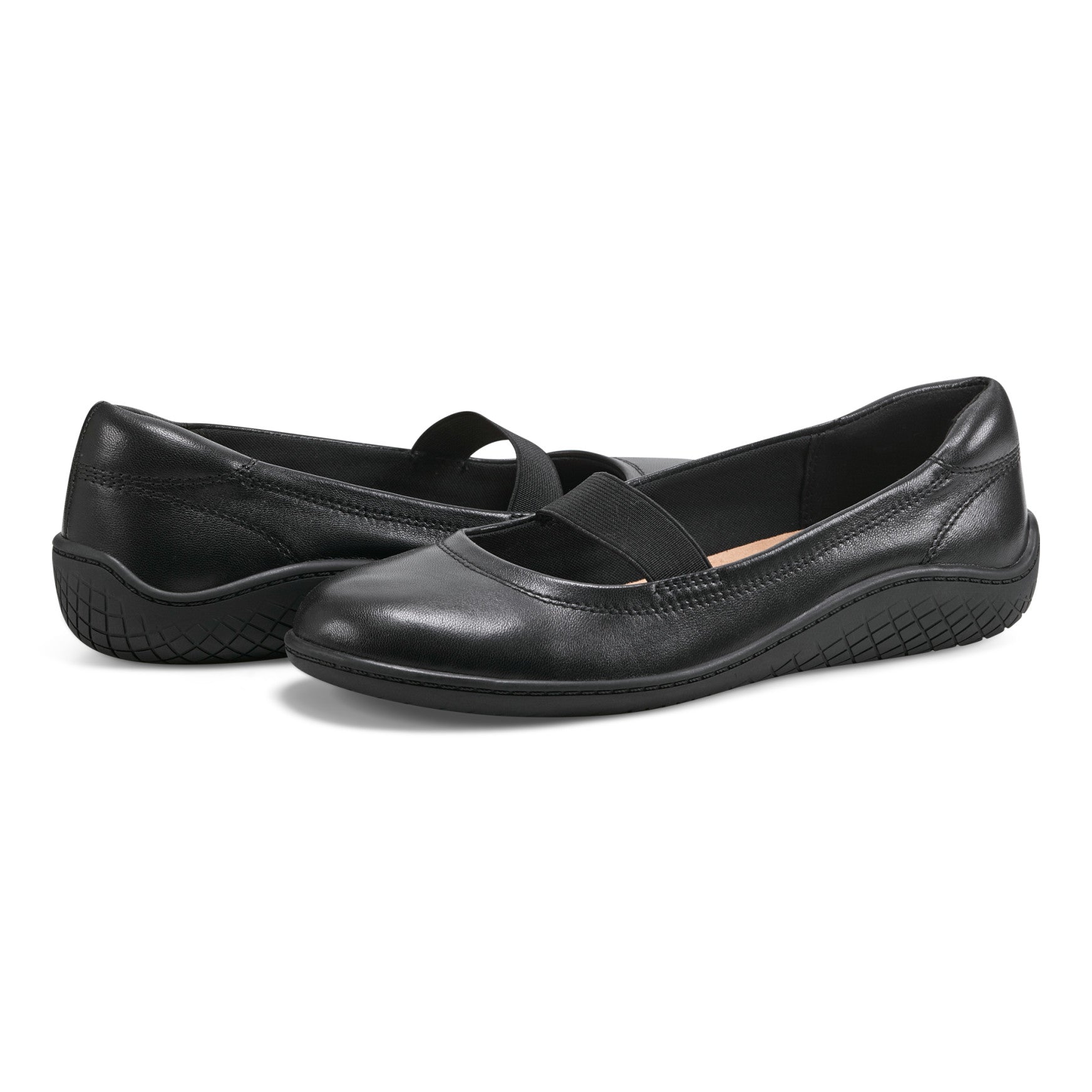 Easy Spirit Golden Mary Jane Casual Ballet Flats - Black Leather