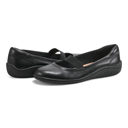 Easy Spirit Golden Mary Jane Casual Ballet Flats - Black Leather