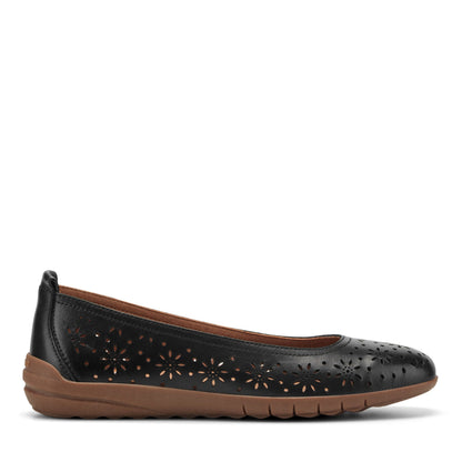 Easy Spirit Araceli Leather Ballet Flats - Black Leather