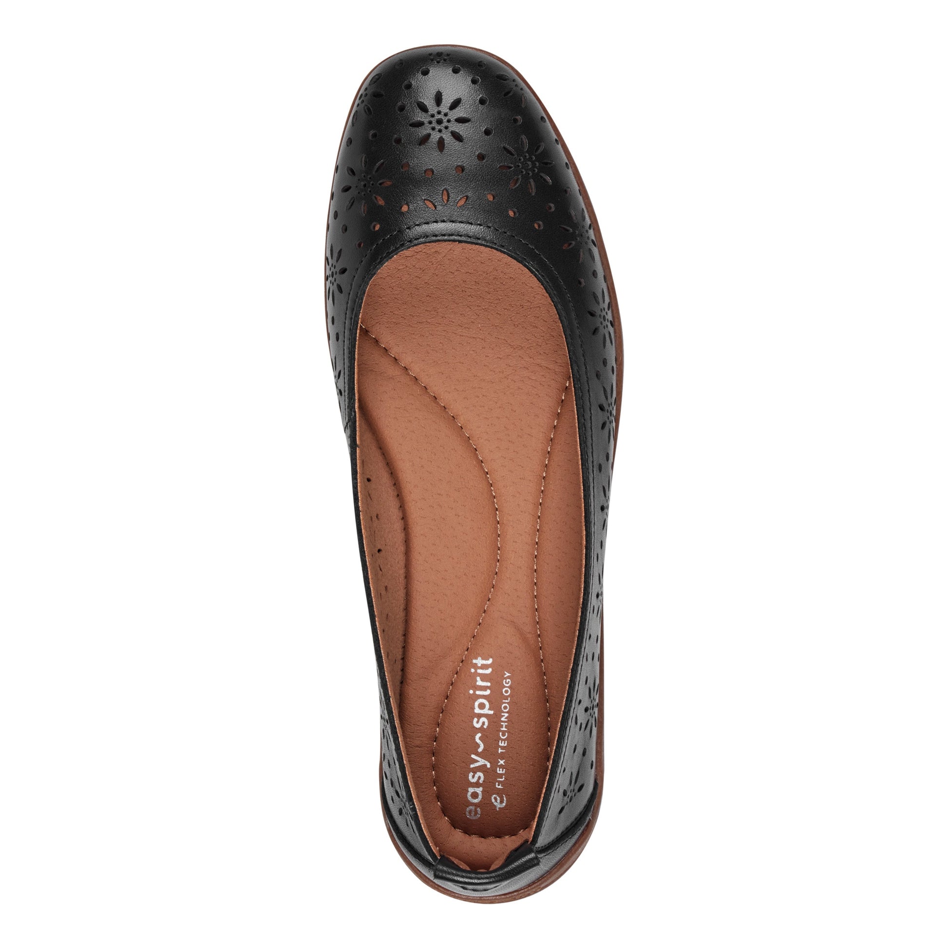 Easy Spirit Araceli Leather Ballet Flats - Black Leather