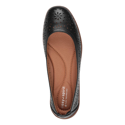 Easy Spirit Araceli Leather Ballet Flats - Black Leather