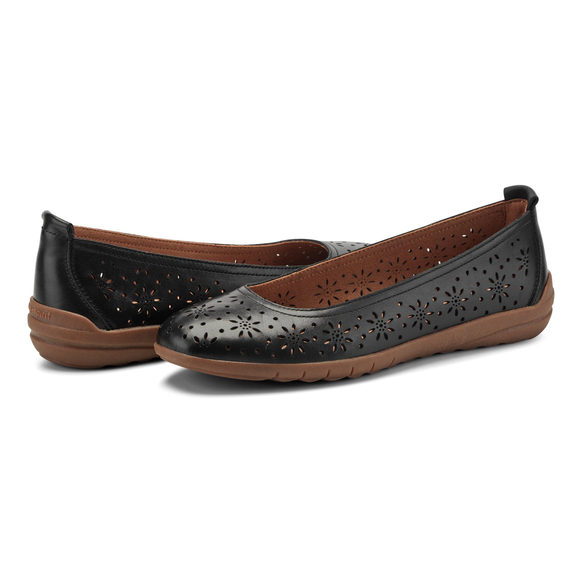 Easy Spirit Araceli Leather Ballet Flats - Black Leather