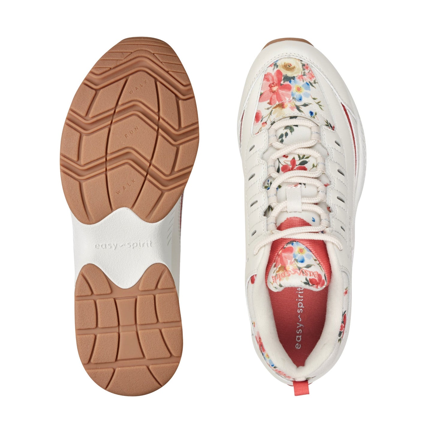 Easy Spirit Romy Walking Shoes - Ivory/Pink Floral