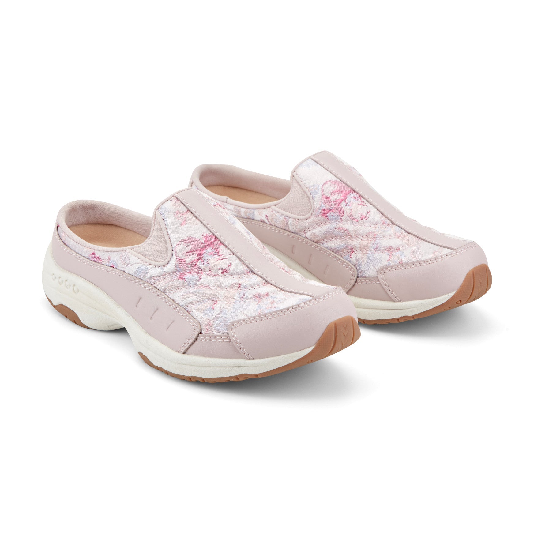 Easy Spirit Traveltime Clogs - Light Pink Floral