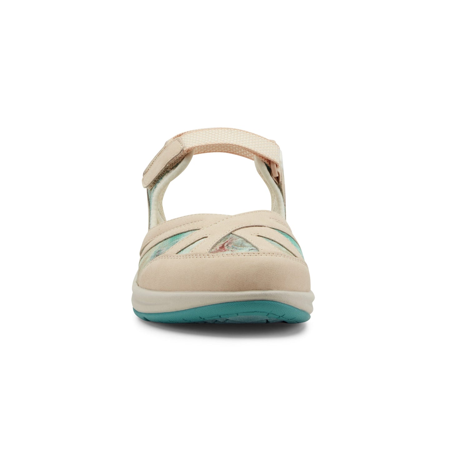 Easy Spirit Splash Flat Hiking Sandals - Light Natural/Blue Floral