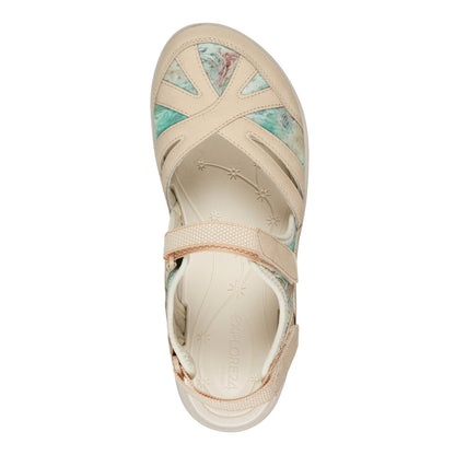 Easy Spirit Splash Flat Hiking Sandals - Light Natural/Blue Floral