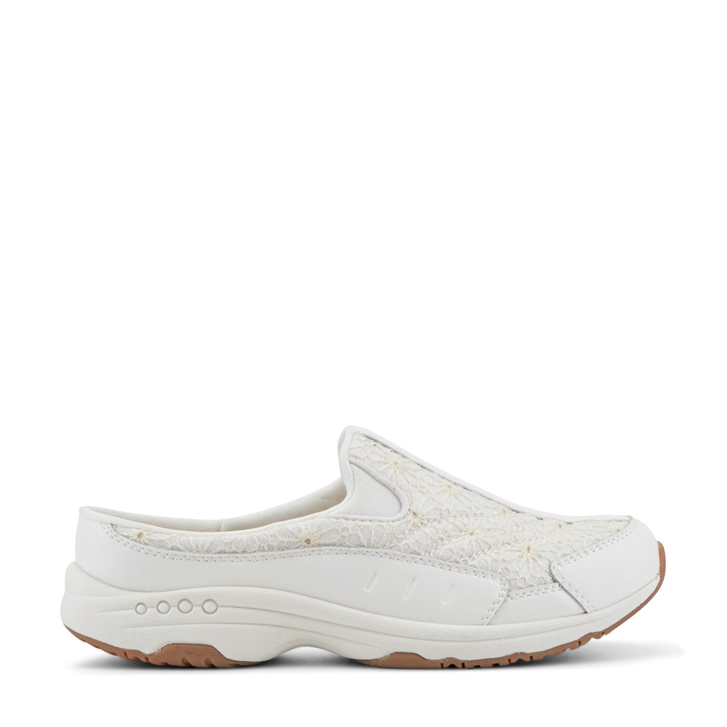 Easy Spirit Traveltime Clogs - White Lurex Floral Lace