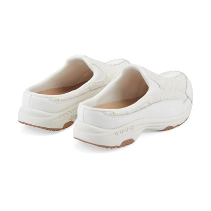 Easy Spirit Traveltime Clogs - White Lurex Floral Lace