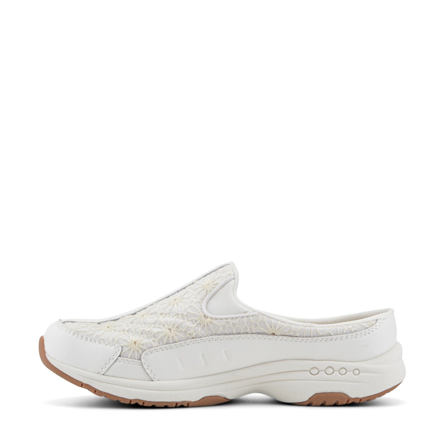 Easy Spirit Traveltime Clogs - White Lurex Floral Lace