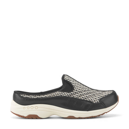 Easy Spirit Traveltime Clogs - Black/White Raffia