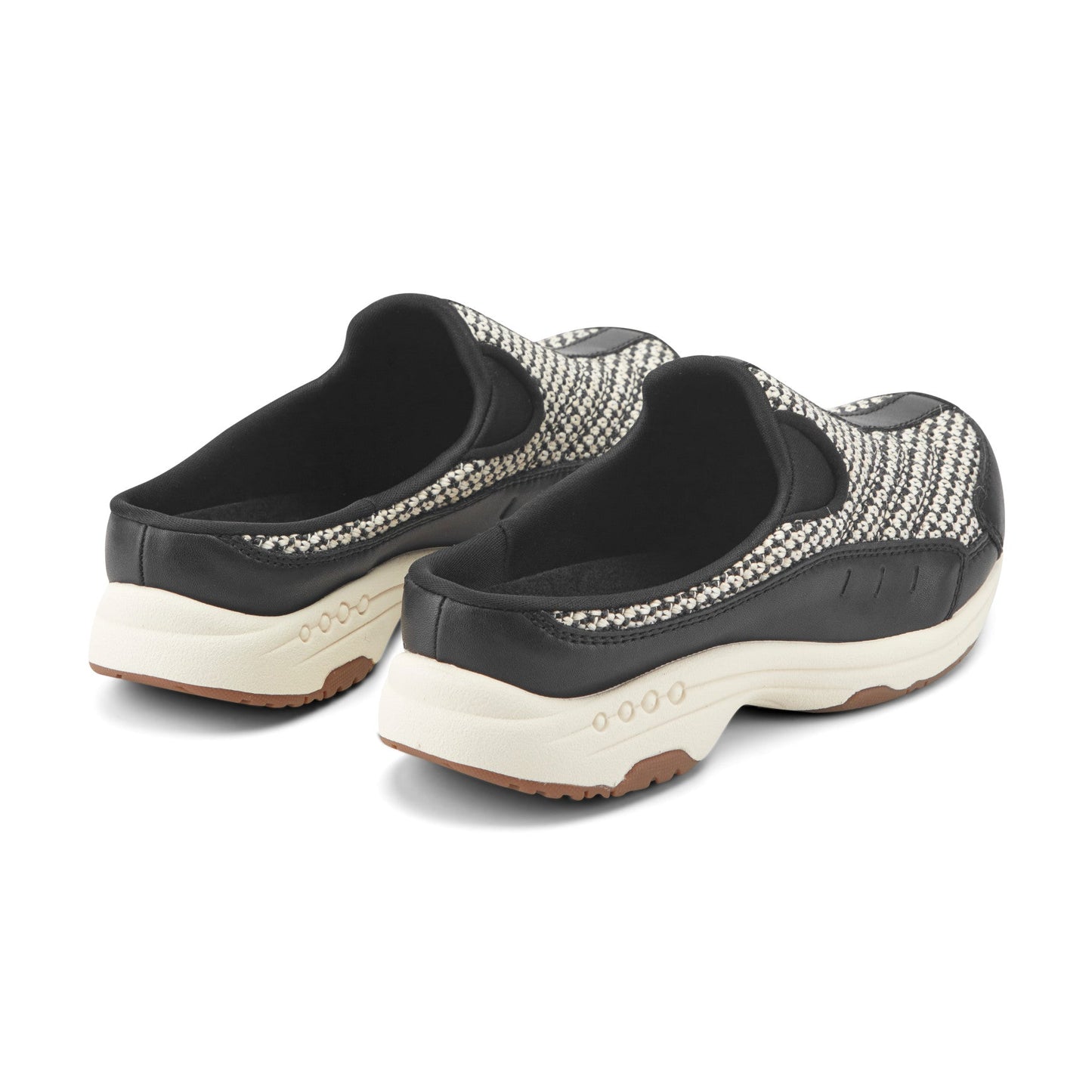 Easy Spirit Traveltime Clogs - Black/White Raffia