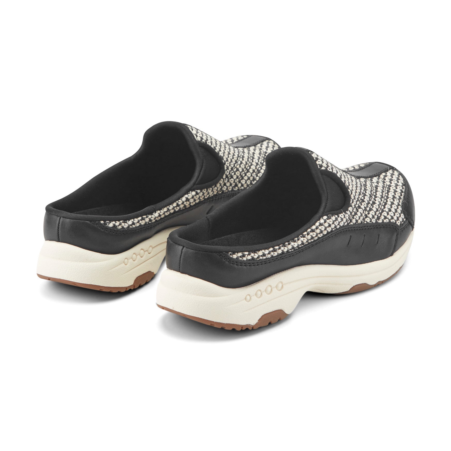 Easy Spirit Traveltime Clogs - Black/White Raffia