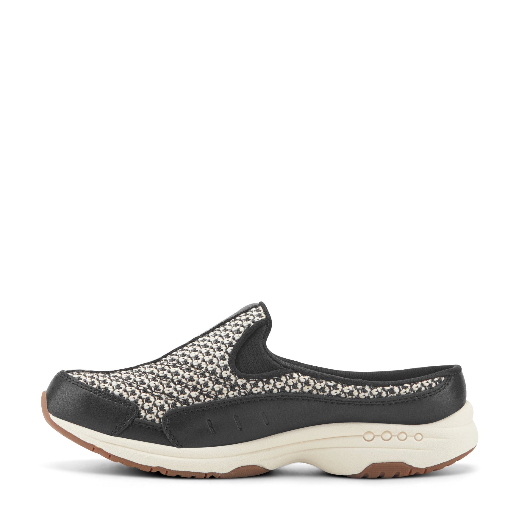 Easy Spirit Traveltime Clogs - Black/White Raffia