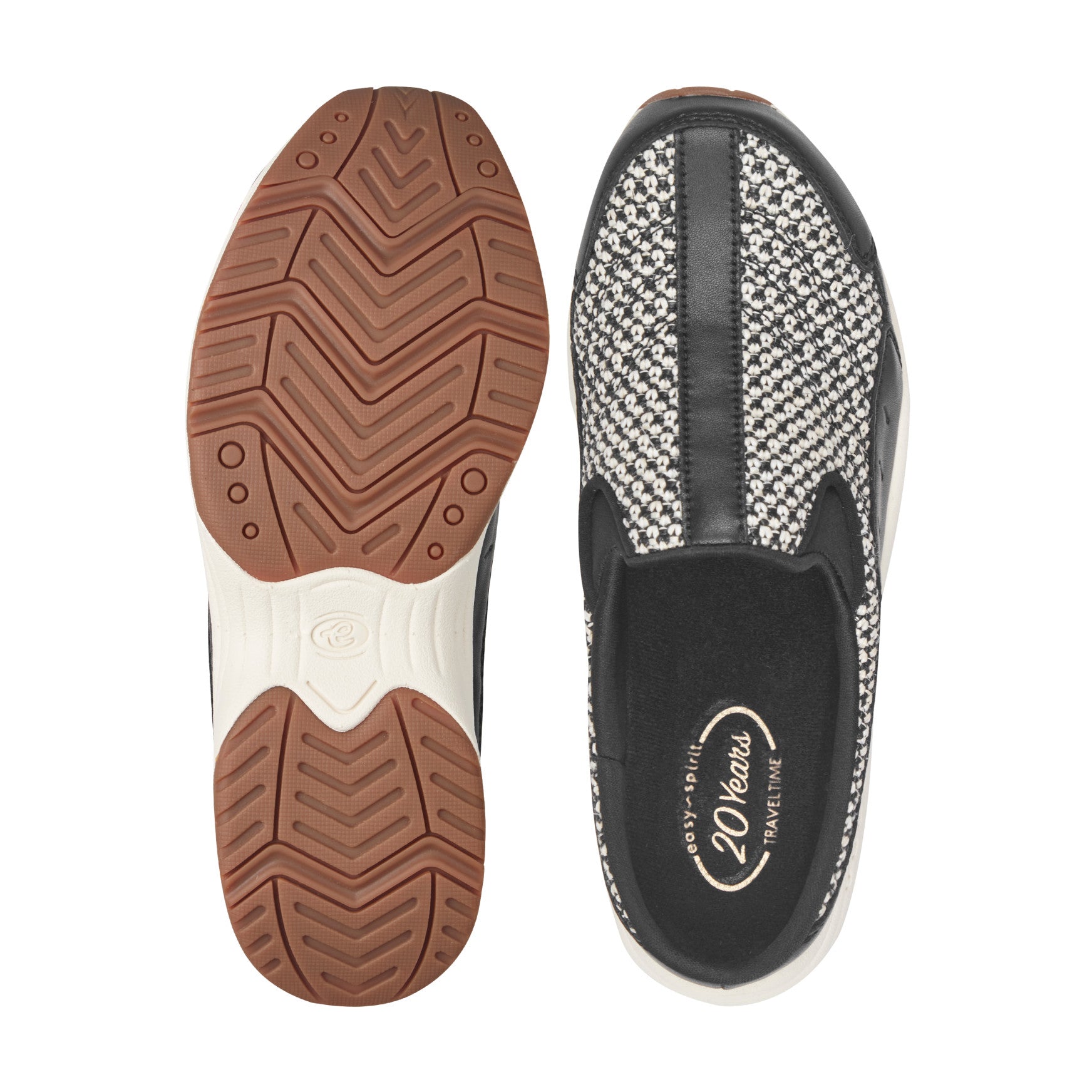 Easy Spirit Traveltime Clogs - Black/White Raffia