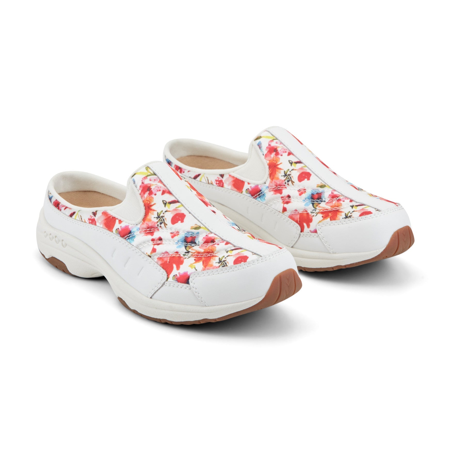 Easy Spirit Traveltime Clogs - White/Red Floral Multi