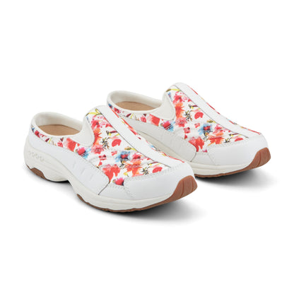 Easy Spirit Traveltime Clogs - White/Red Floral Multi