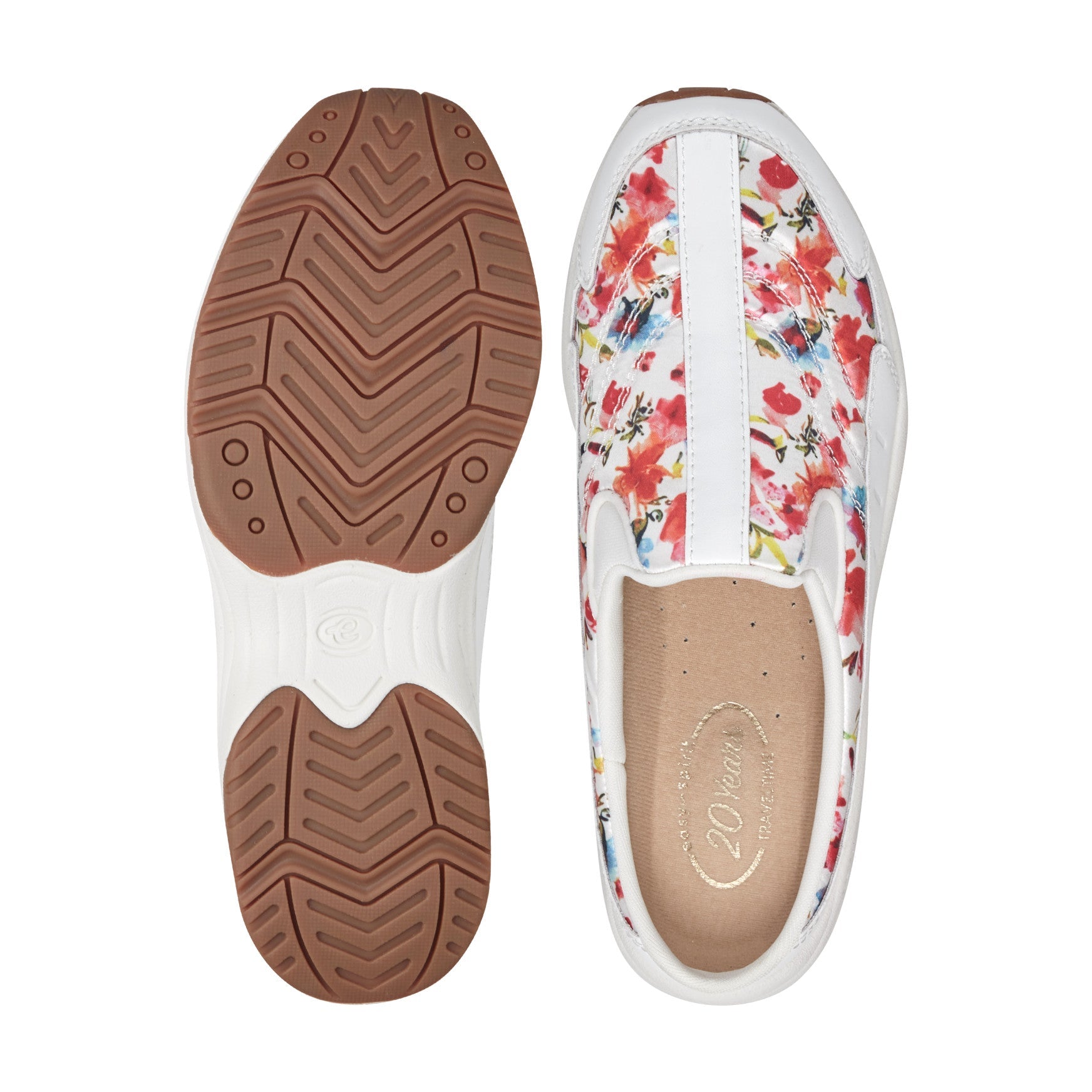 Easy Spirit Traveltime Clogs - White/Red Floral Multi