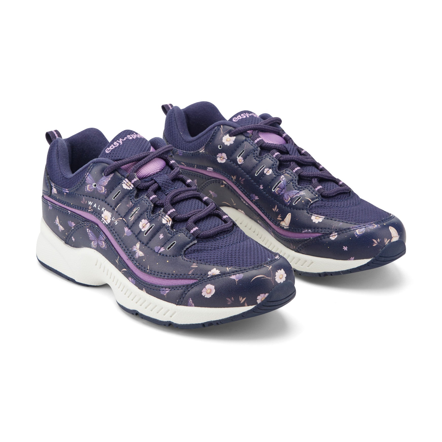 Easy Spirit Romy Walking Shoes - Navy/Purple Floral