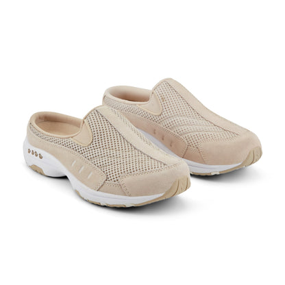 Easy Spirit Traveltime Classic Clogs - Woodash White Suede