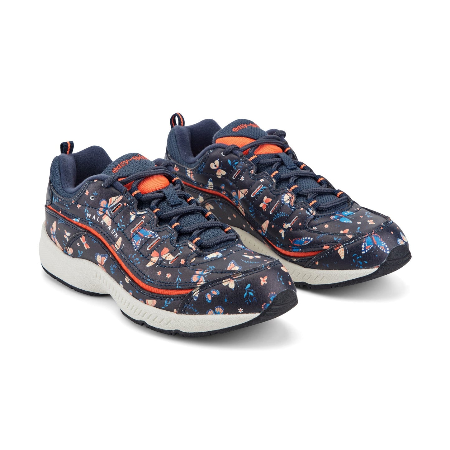 Easy Spirit Romy Walking Shoes - Navy Butterfly Print