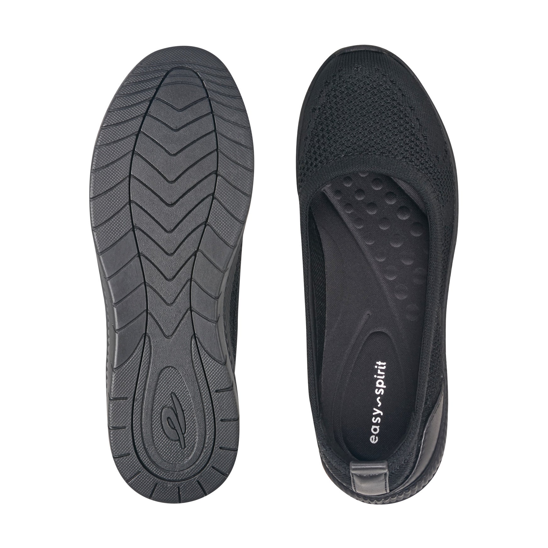 Easy Spirit Glitz Walking Shoes - Black Black Knit