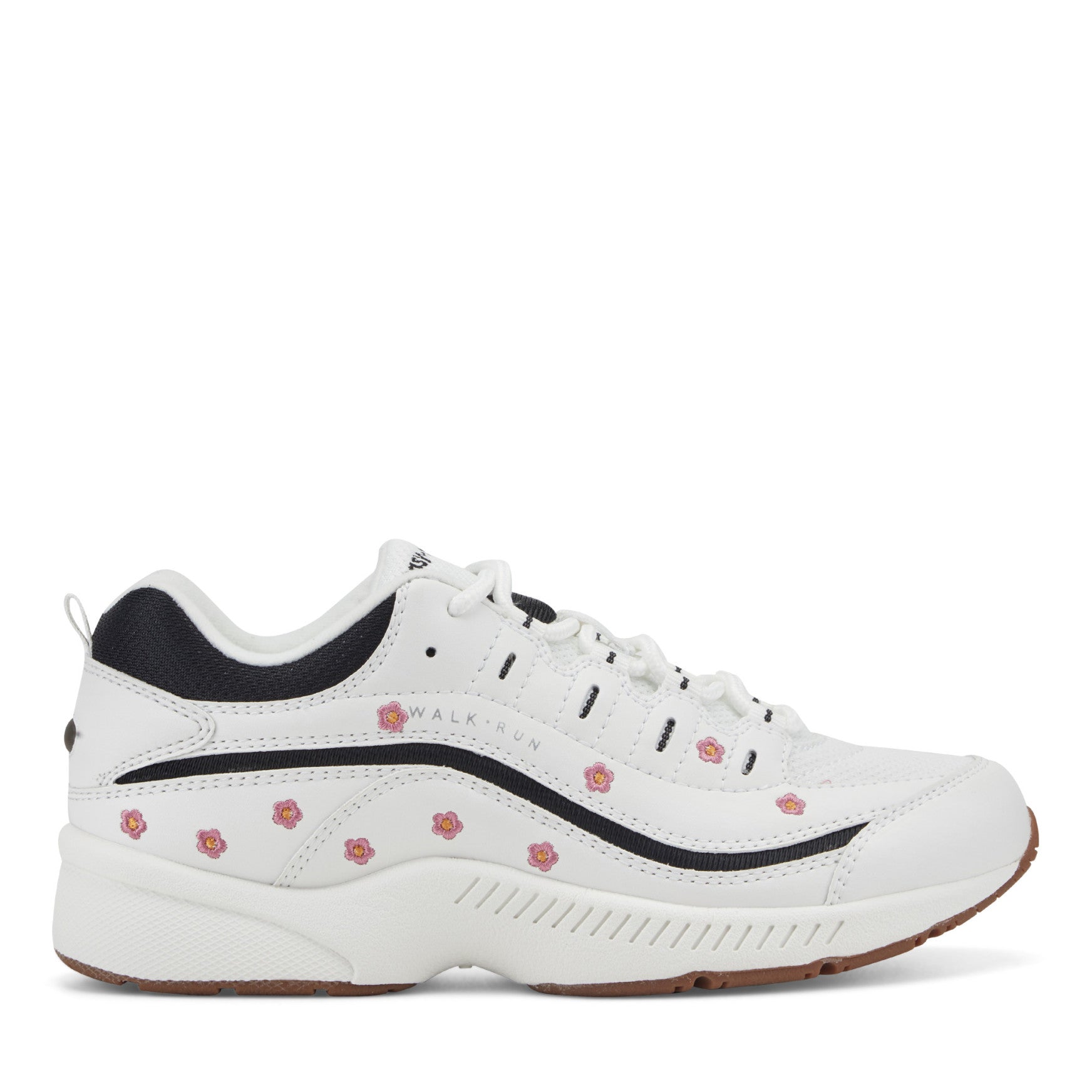 Easy Spirit Romy Walking Shoes - White/Pink Floral