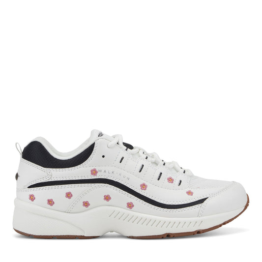 Easy Spirit Romy Walking Shoes - White/Pink Floral