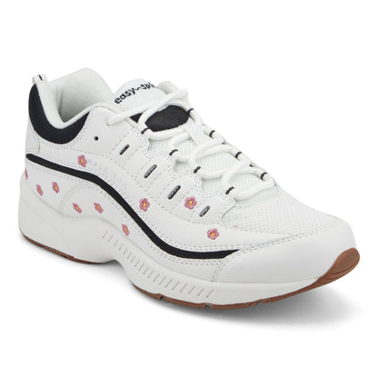 Easy Spirit Romy Walking Shoes - White/Pink Floral