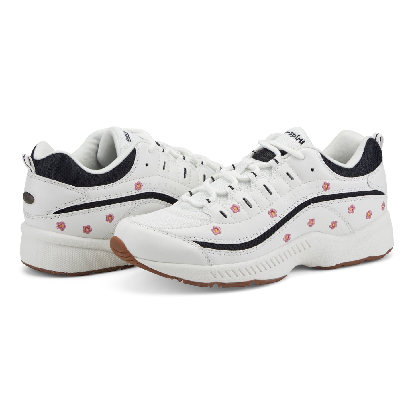 Easy Spirit Romy Walking Shoes - White/Pink Floral