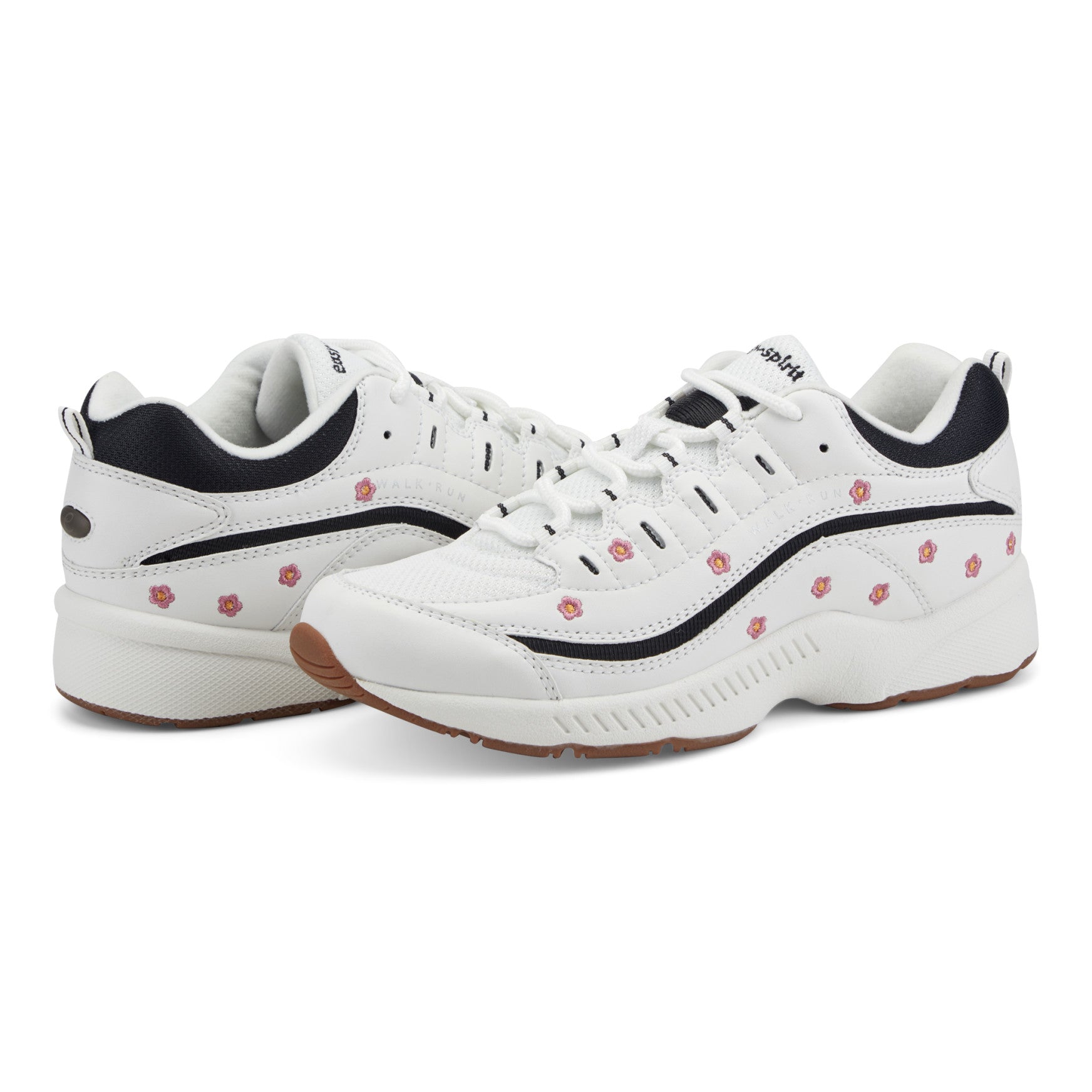 Easy Spirit Romy Walking Shoes - White/Pink Floral