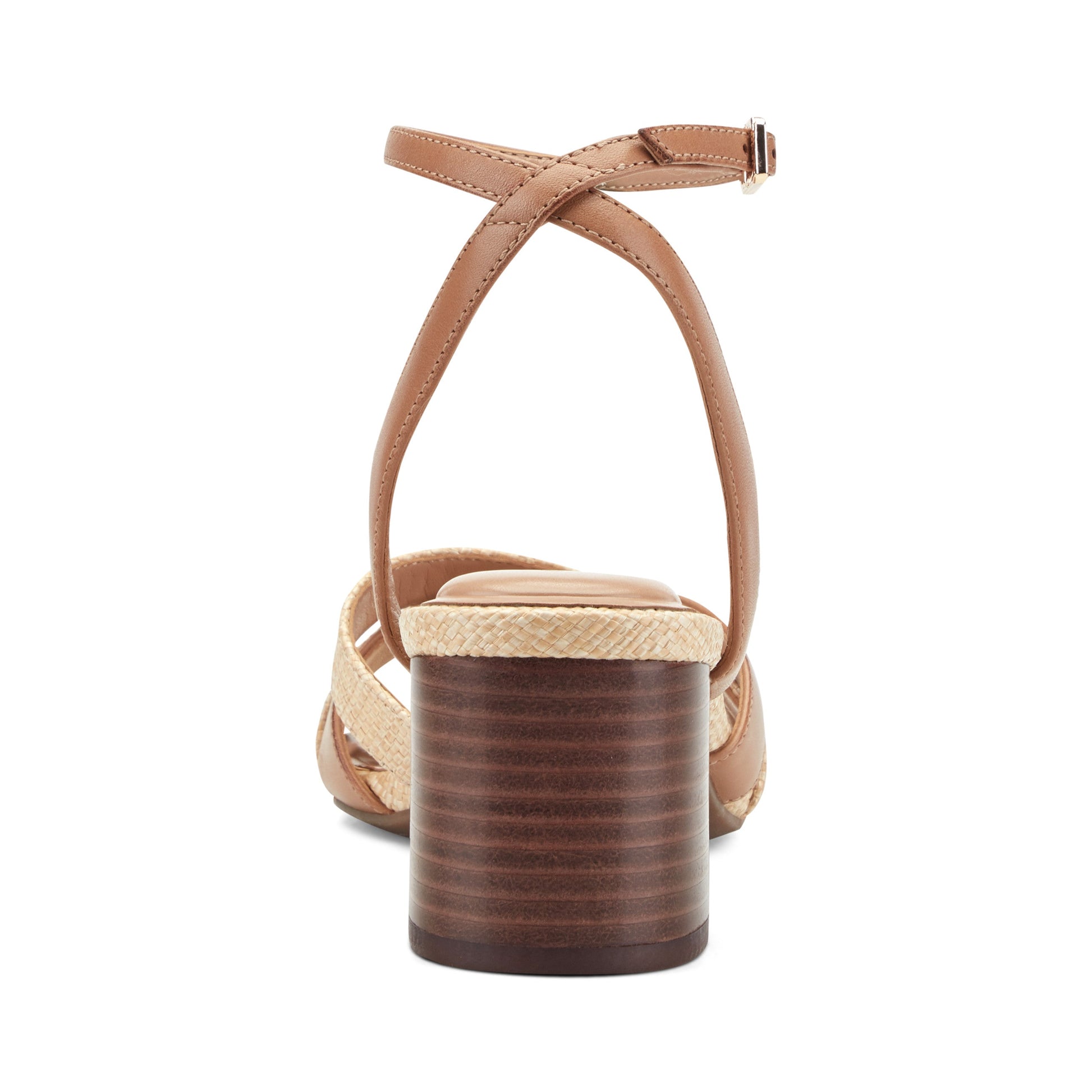 Easy Spirit Delicia Block Heel Dress Sandals - Dark Natural Leather/Raffia