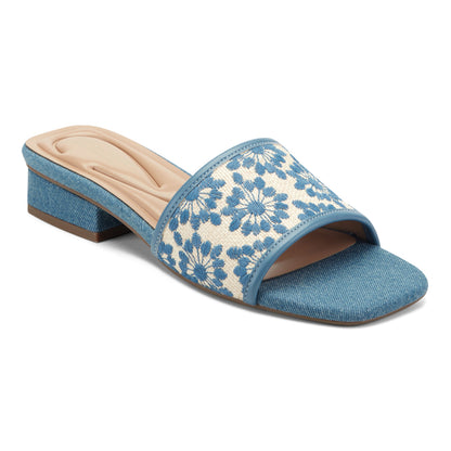 Easy Spirit Gianina Raffia Dress Sandals - Blue/Natural