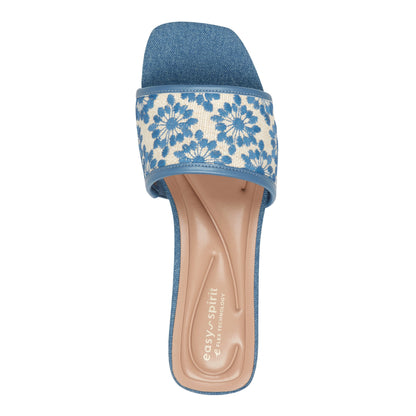 Easy Spirit Gianina Raffia Dress Sandals - Blue/Natural