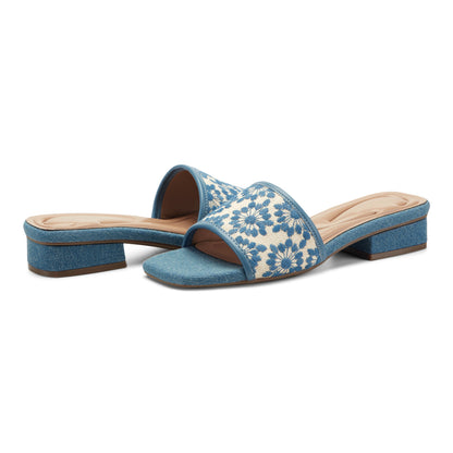 Easy Spirit Gianina Raffia Dress Sandals - Blue/Natural