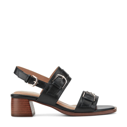 Easy Spirit Hadiya Block Heel Sandals - Black Leather