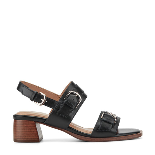 Easy Spirit Hadiya Block Heel Sandals - Black Leather
