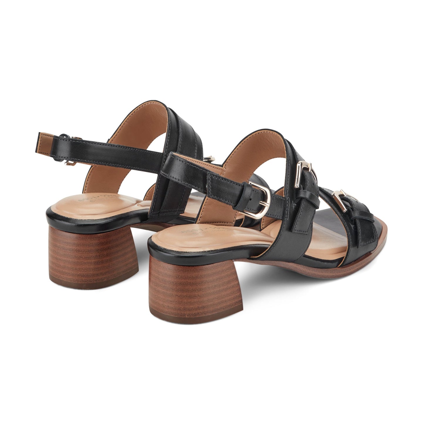 Easy Spirit Hadiya Block Heel Sandals - Black Leather
