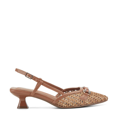 Easy Spirit Hetty Slingback Dress Pumps - Medium Brown/Raffia