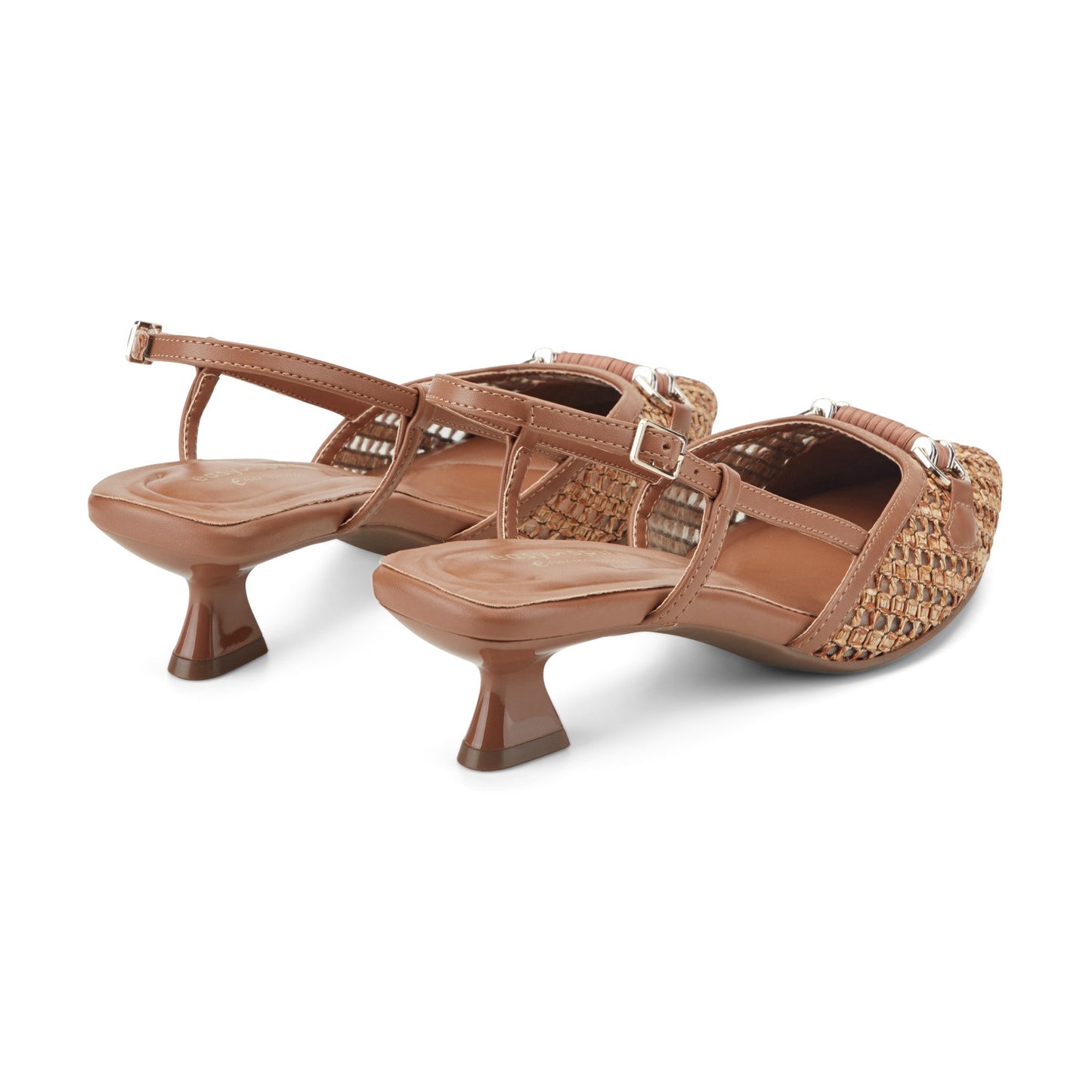 Easy Spirit Hetty Slingback Dress Pumps - Medium Brown/Raffia