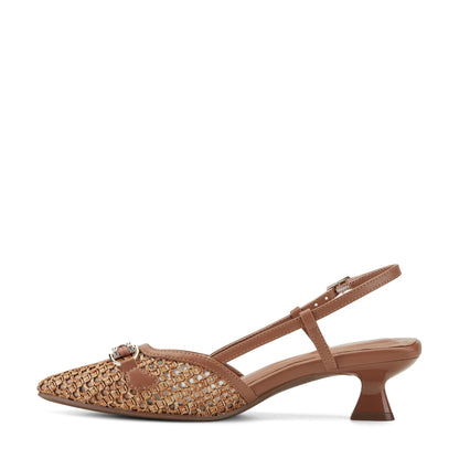 Easy Spirit Hetty Slingback Dress Pumps - Medium Brown/Raffia