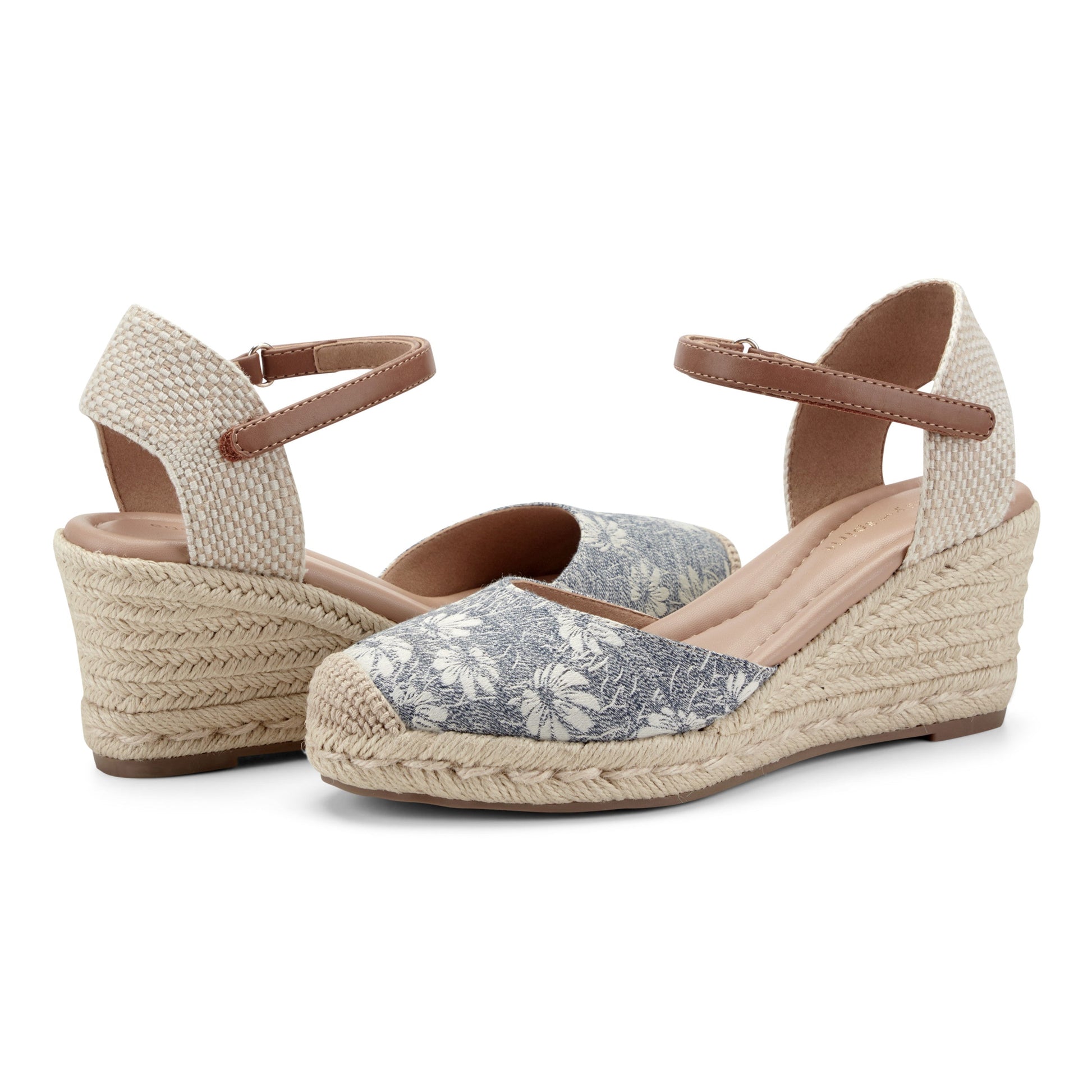 Easy Spirit Makaylie Wedge Heels - Blue Floral/Natural