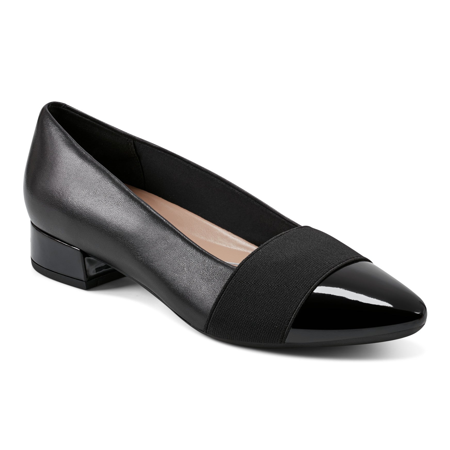 Easy Spirit Casta Cap Toe Dress Pumps - Black Leather